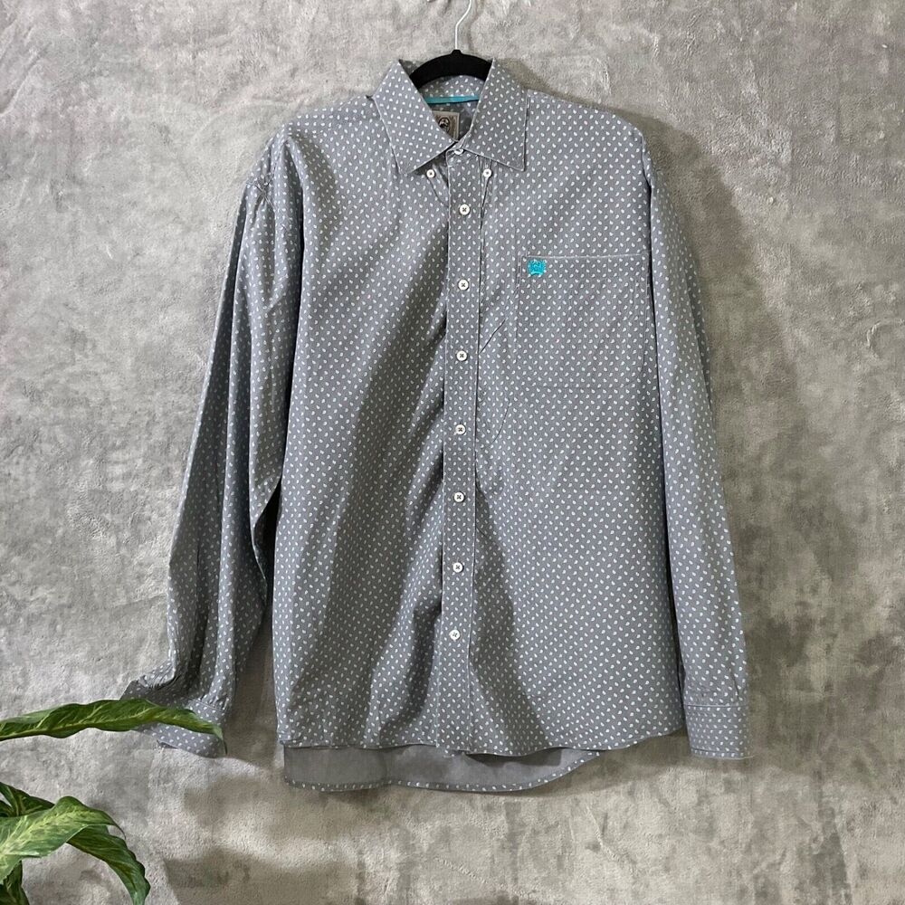 Cinch Western Shirt Men’s M micro Paisley Floral Long Sleeve Button Down Rodeo